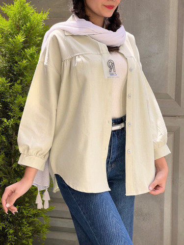 شومیز لینن زنانه جلو چیندار