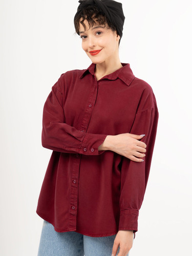 شومیز کتان سیلک آستین بلند